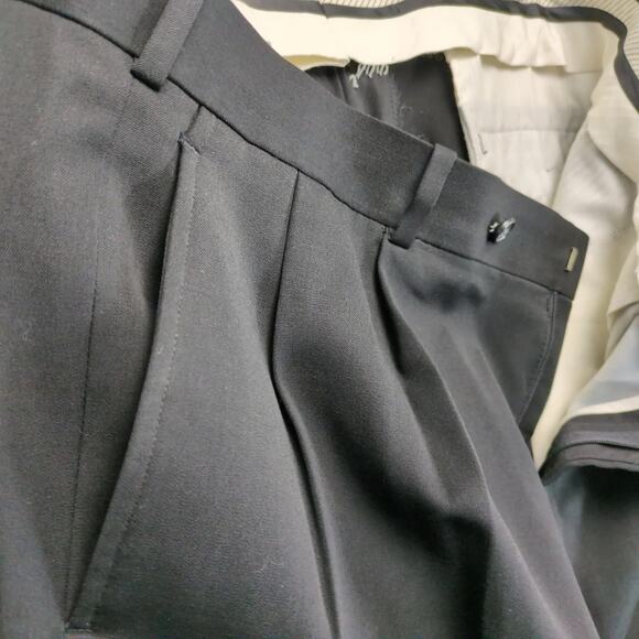 Vtg FR Tripler & Co Bespoke Tailored Black Wool Dress Pants Men's 38x32 Pleated - Picture 10 of 10